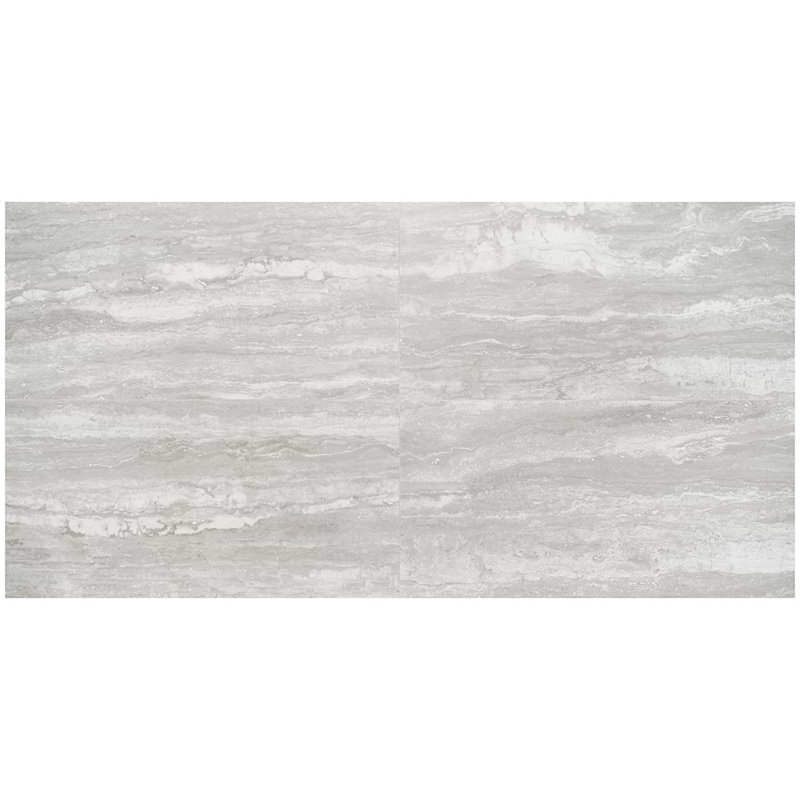 Basic Travertine 24x48 Matte Porcelain Tile, Silver