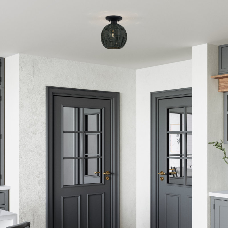 Albrechtice 1 Light Black Small Semi-flush