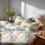 Ensemble d'édredon écossais 6 pièces - grille neutre orange avec taies décoratives et coussins décoratifs-132020168