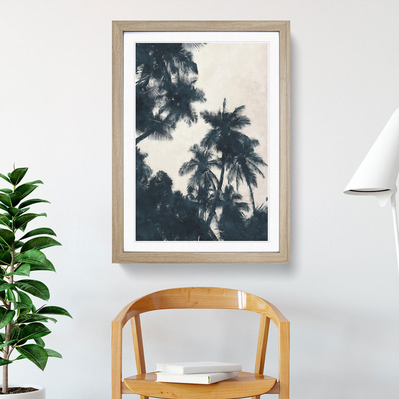 Palm Tree Fronds - Framed Print, 48cm H x 36cm W x 2cm D, Oak Framed