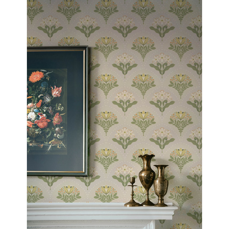 Papier peint damassé Maj gris clair, Gris