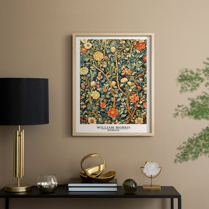 WM MORRIS Series DCCCXCIX Framed Print - Solid Wood, Naturel, H 21 po x l 17 po