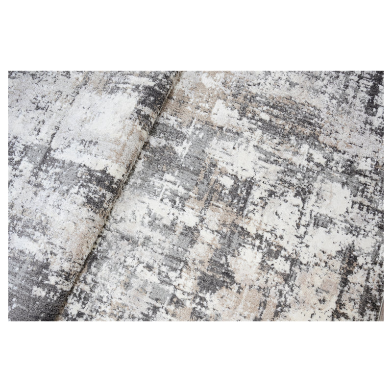 Tapis abstrait en polypropylène gris / ivoire Boivin Journey (7 pi 10 po x 10 pi 10 po)