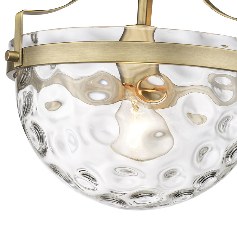 Plafonnier semi-encastré en verre Cannava, Laiton antique