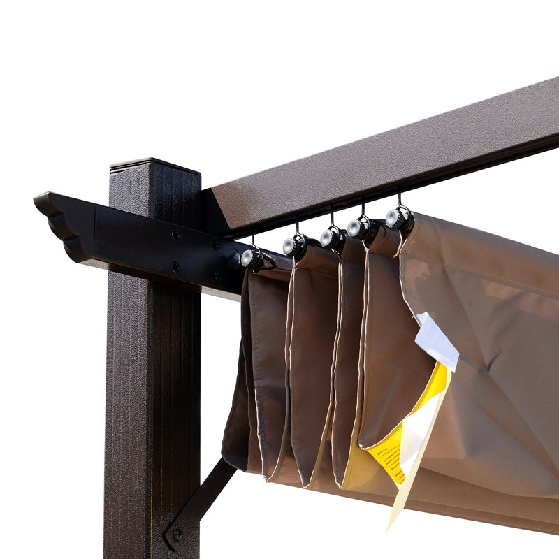Outsunny Pergola with Retractable Shade Canopy, Aluminum, 10 (ft) x 10 (ft), Dark Gray
