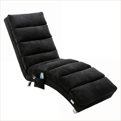 Leisure & Relaxation Chaise Lounge  Living Room Bedroom Deep Black Linen Recliner with Built-in Vibration
