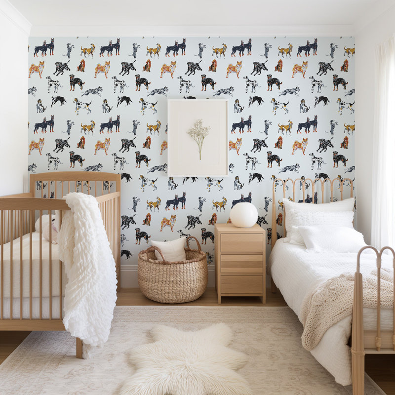 Dog Days - Wallpaper, Pale Blue, Peel & Stick, Self-Adhesive