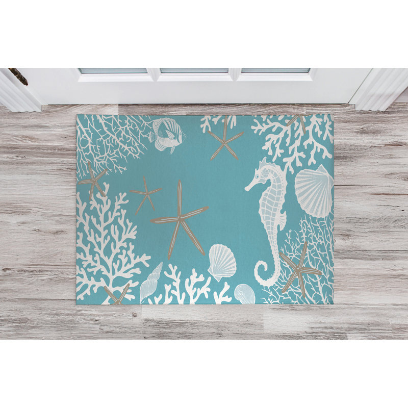 Paillasson Coro & Seahorse Indooor, Bleu, L 60 po x L 84 po