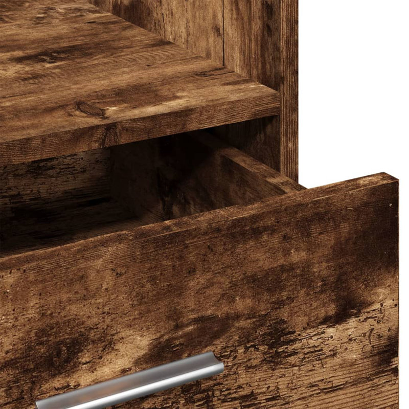 Lectern With Wheels & Drawer 55X55x107 Cm Engineered Wood, Smoked Oak