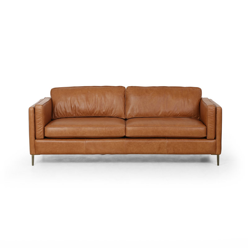 Emery Genuine Leather 84" Square Arm Sofa, Sonoma Butterscotch Top Grain Leather