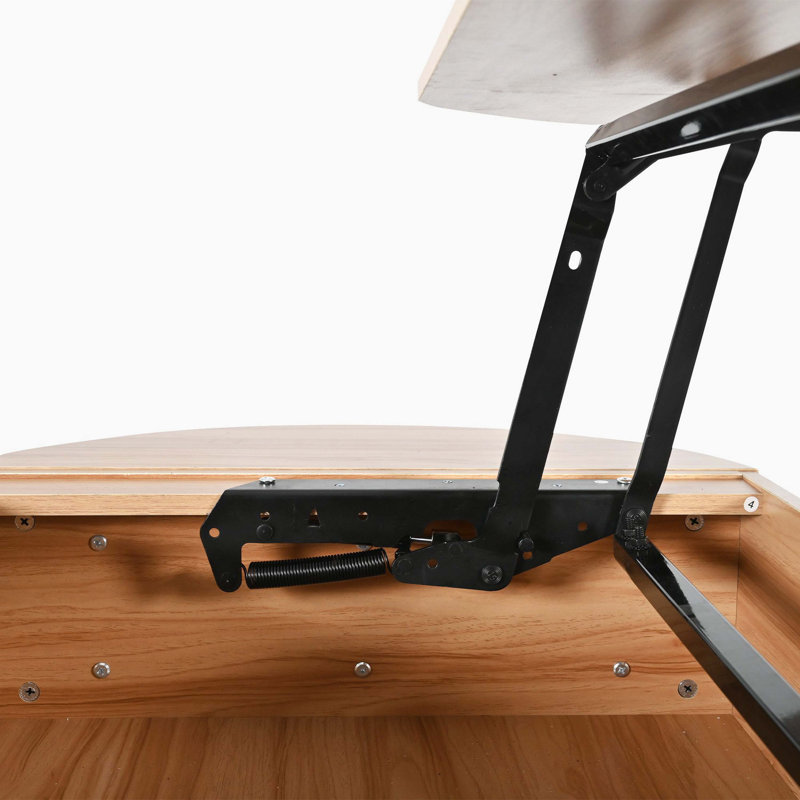 Table basse ovale à plateau relevable, conception en bois avec compartiment caché, Light Brown