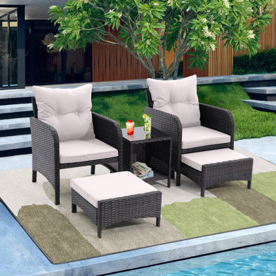 Shalna 5 Piece Outdoor Patio Furniture Set,Chairs and Storage Coffee Table for Poolside Garden -  Winston Porter, FE39ABA1496C4C7A9E7E2DEE7102C24D