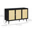 Buffet Sholes avec portes décoratives en rotin, noir
