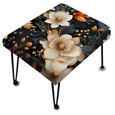 Mystic Gold and Teal Floral Splendor - Repose-pieds rectangulaire floral