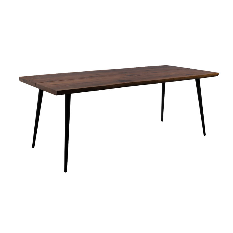 Walnut Rectangular Dining Table with Black Metal Legs