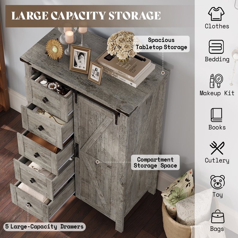 Kriebel Farmhouse 3-piece Bedroom Table Set,Gray, Gray