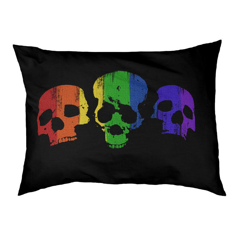 Coussin de concepteur crâne Burien, L 32,5 po x l 42,5 po, Noir