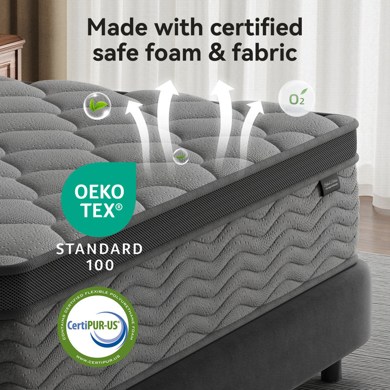 12" Medium Firm Hybrid Queen Mattress,Gel Memory Foam and Individual Pocket Coils Mattress in a Box, 12", Queen