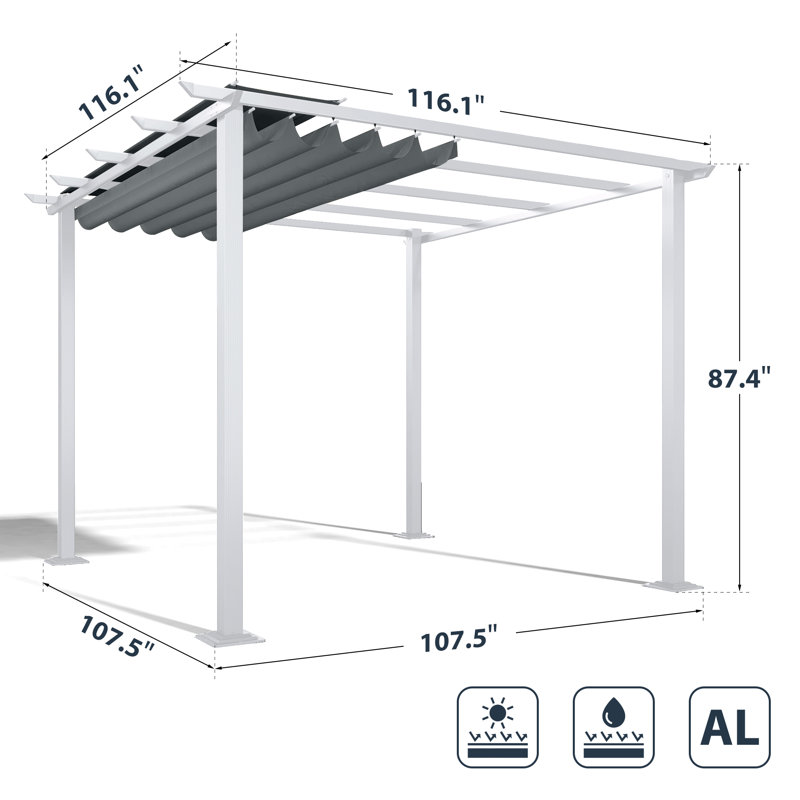 EGEIROS LIFE Aluminum Pergolas with Canopy | Wayfair