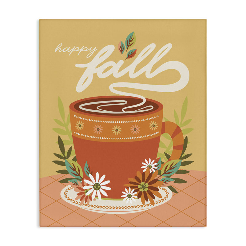  Art mural sur toile "Autumnal Mug & Flowers" par Brandi Powell, H 20 po x l 16 po