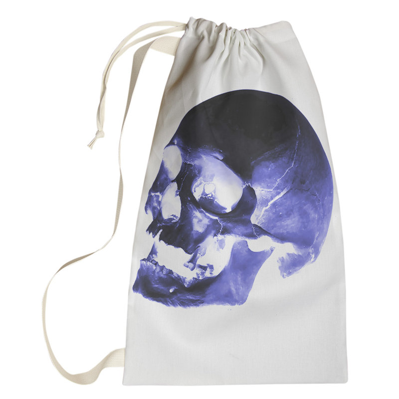 Sac à linge Skull, Grand (H 76,5 po x l 29,5 po x P 1,5 po), Bleu / Noir
