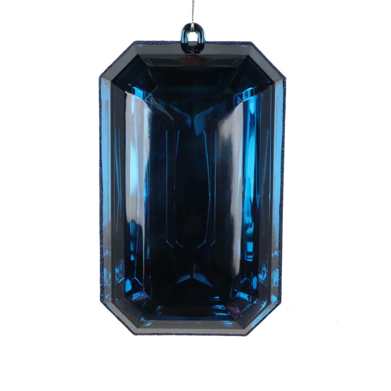 Vickerman 8" Rectangle Jewel Glitter Ornament, includes 2 pieces per bag, Midnight Blue