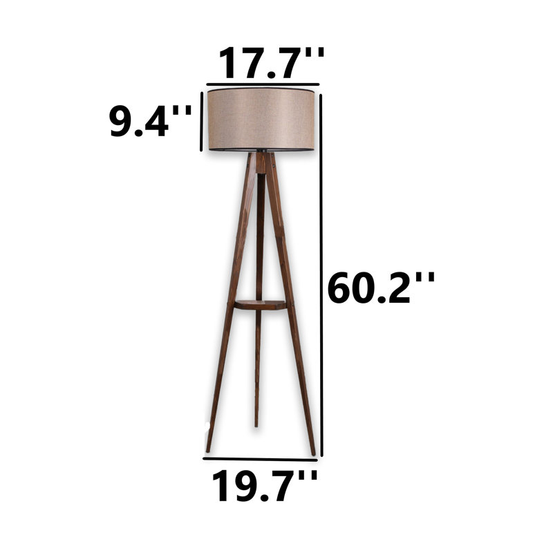 Wooden Body Drum Tripod Floor Lamp, Light Brown