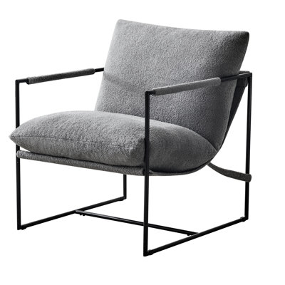 29" W Upholstered Sling Accent Chair with Metal Frame