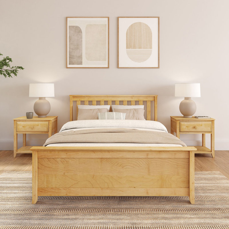 Lit en bois massif Rosenthal, Naturel, Double
