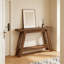 Console de 55 pouces avec rangement, canapé étroit à 2 niveaux pour le salon, le vestibule ou le couloir, conception en bois durable