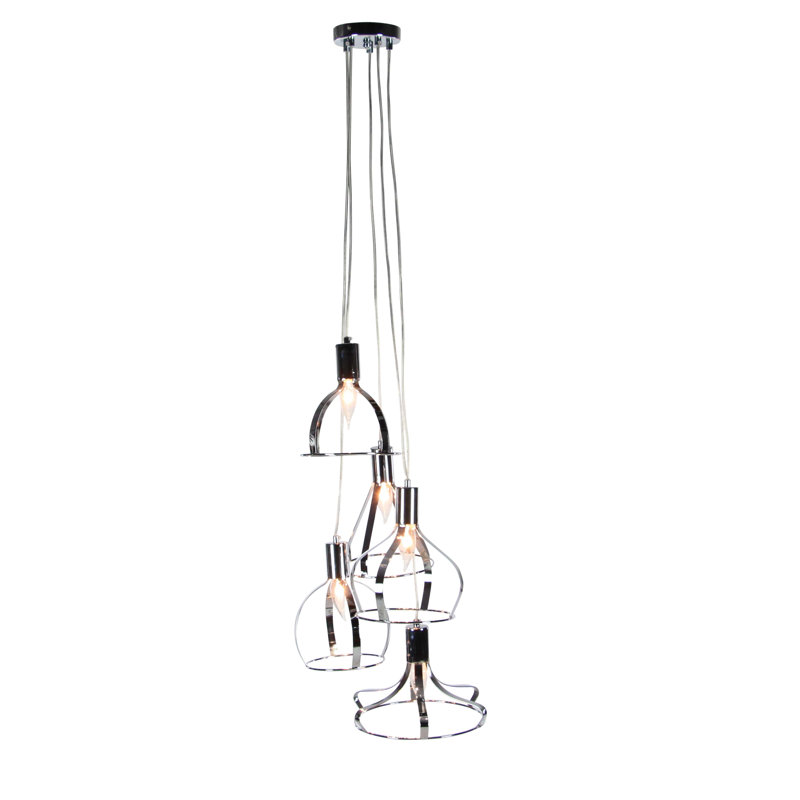 Comer 5 - Light Cluster Pendant, 56" H x 16" W x 16" D, Black