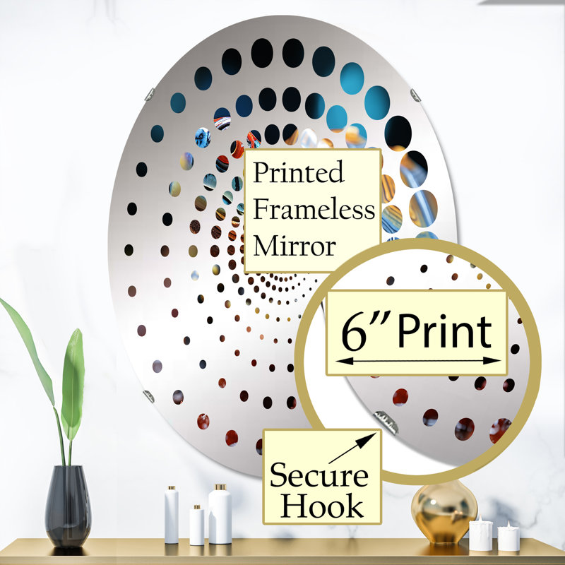 Abstrait Harmony I - Miroir décoratif spiralé à pois | Ovale, 35,4 po x 23,6 po
