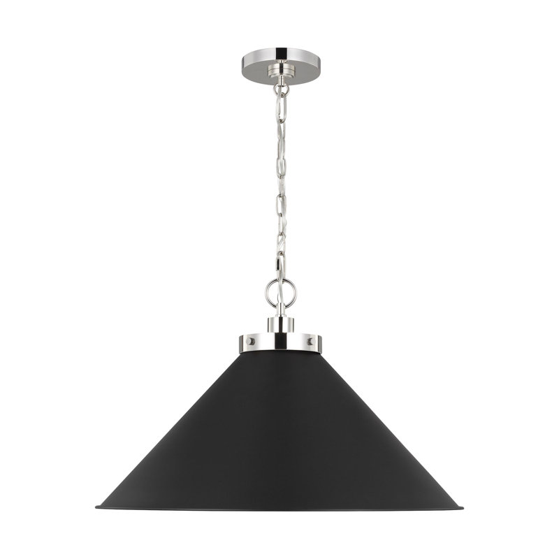 1 - Light Single Pendant, Midnight Black, Polished Nickel