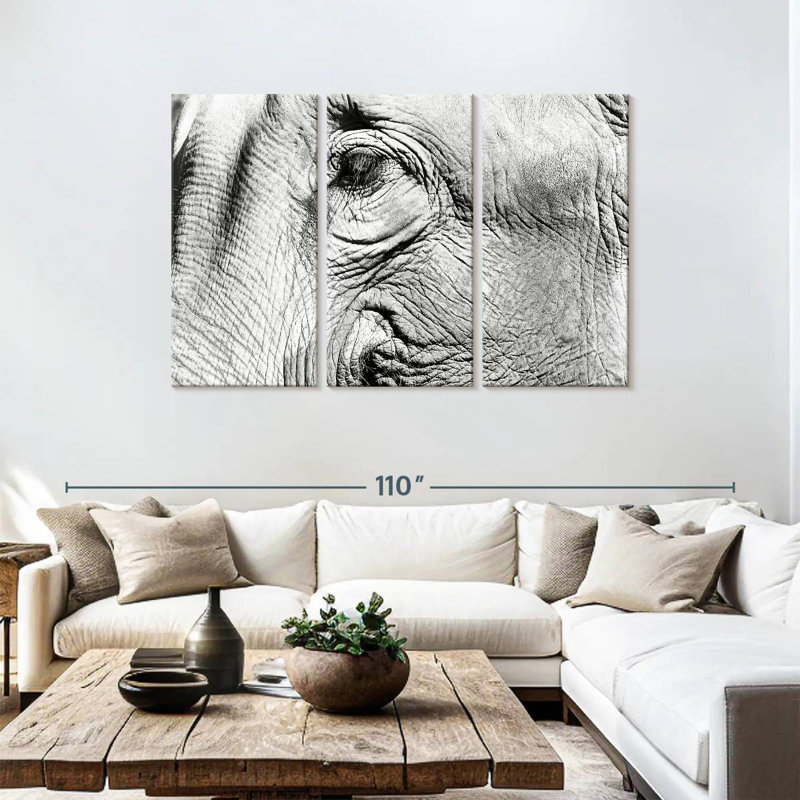 Elephant Close Up BW, 48" H x 74" W
