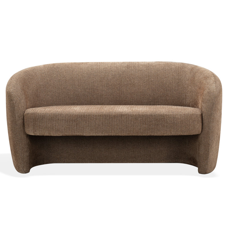 Roland 60.6" Round Arm Loveseat, Brown Chenille