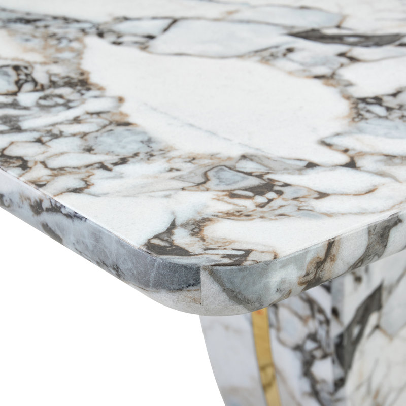 Table rectangulaire de 60 po Kimara, Blanc / gris / or