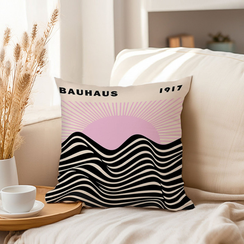  Abstract Pink Bauhaus Waves & Sun Patterns Waves Bohemian, 16"H x 16"W