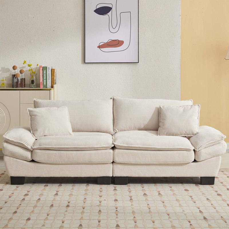 Canapé-lit en velours Corduroy, Beige
