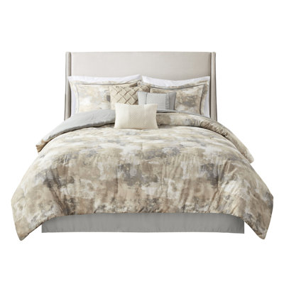 Gray Comforter - 7 Pieces Weave Fabric 7 Filling & 2 Decorative Pillows