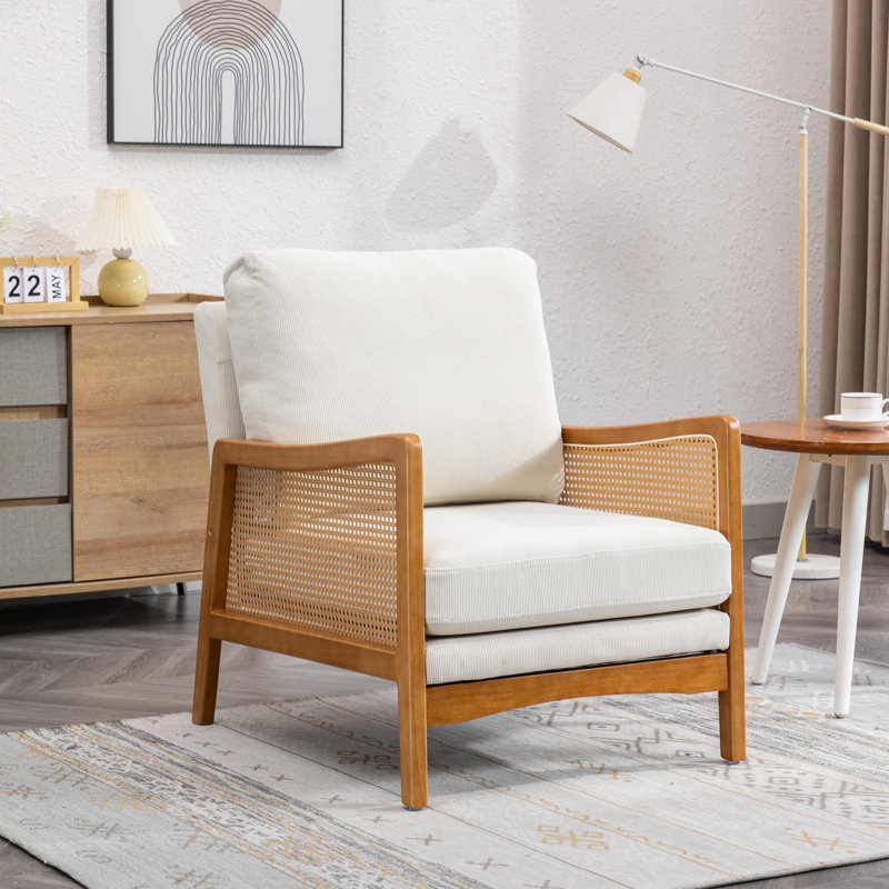 Fauteuil Breit, Velours beige