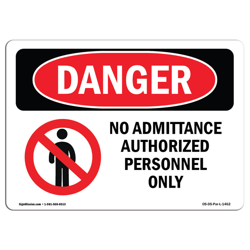 Signe de danger, H 12 po x l 18 po x P 0,1 po