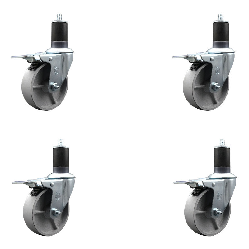 Jeu de roulettes semi-pivotantes extensibles, 4 po x 1-5 / 8 po