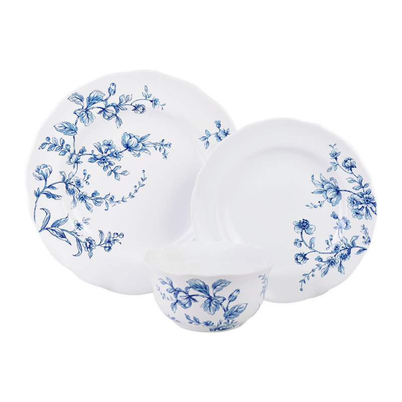 Bellamy White Floral Porcelain 12-Piece Dinnerware Set