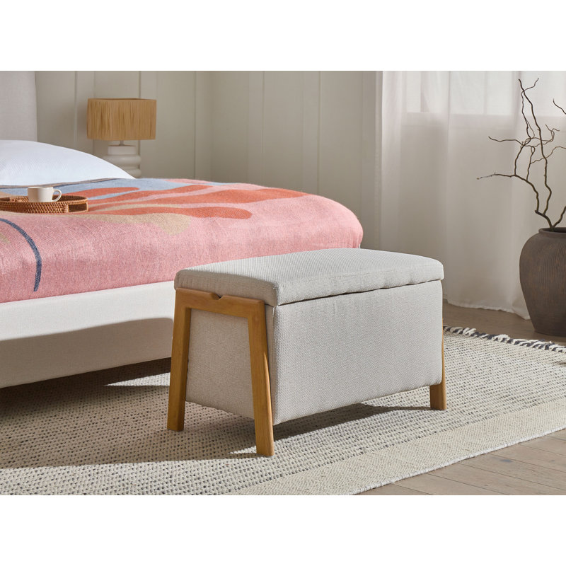 EDLAND Upholstered Storage Bench, Beige