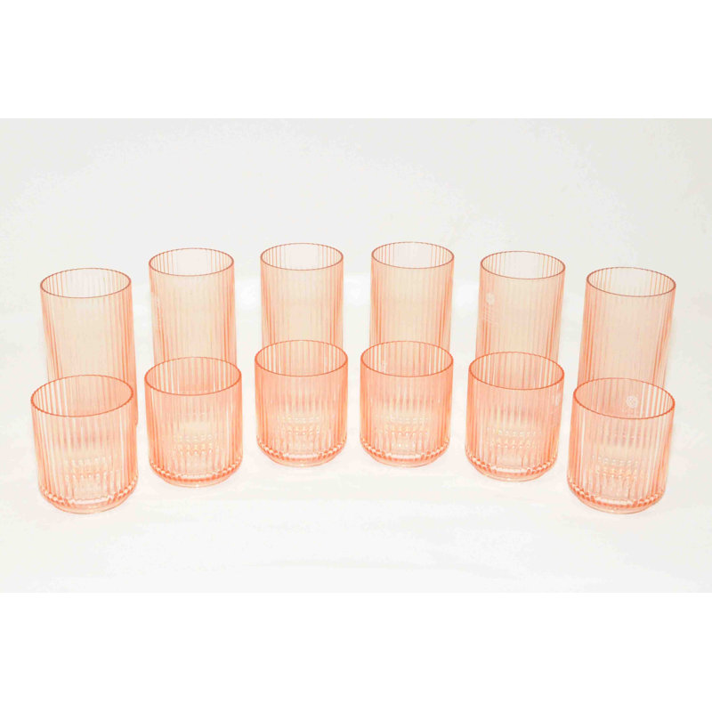 Dazaria Mesa Collection Acrylic Drinking Glass Set, Pink
