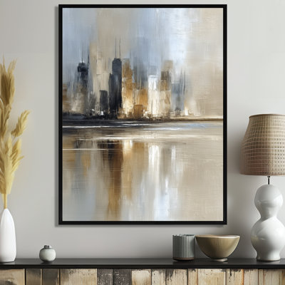 Sunrise Rays Over Chicago Skyscrapers - Cityscape Large Wall Art, Blue Cityscape Framed Canvas Art Print