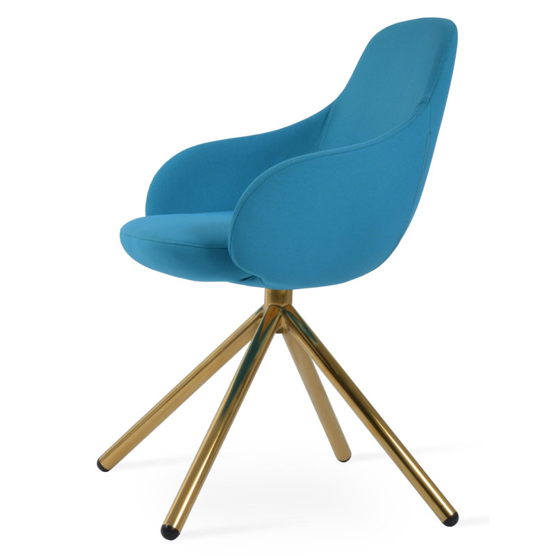 Chaise rembourrée Gazel, Gris clair, Doré