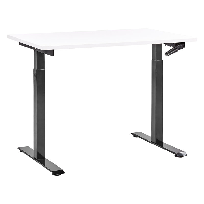 Nateasha Adjustable Metal Base Standing Desk, 119cm H x 120cm W x 72cm D, White, Black