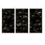 Fleurs de lin sur fond noir - ensemble de 3 reproductions d'art encadrées-968417945-968417950