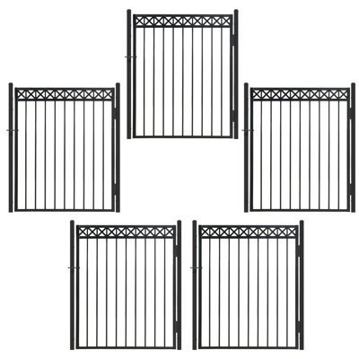 Fortress Building Products 4-ft H x 5-ft W Gloss Black Aluminum Spaced Picket Flat-top Erosion Arched Walk Gate Fence Gate